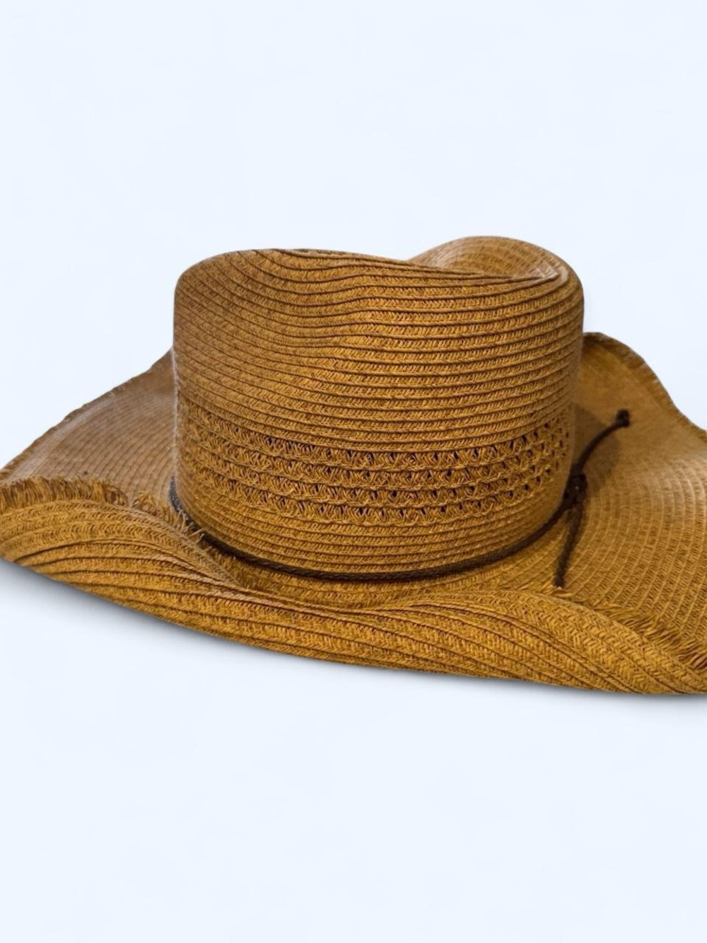 Women’s Straw Sun Hat with Braided Chin Cord - Brown - Picture 2 of 2